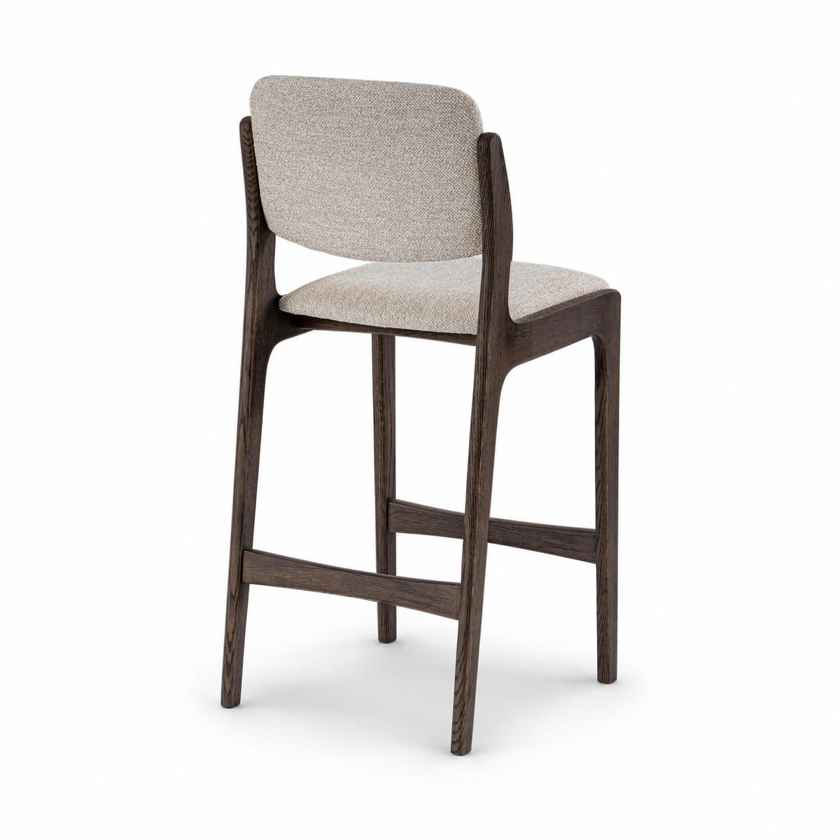 BARHOCKER Oslo, Eiche Espresso, Stoff Beige - Braun, Holz (50/101.2/43cm) - WOODEK