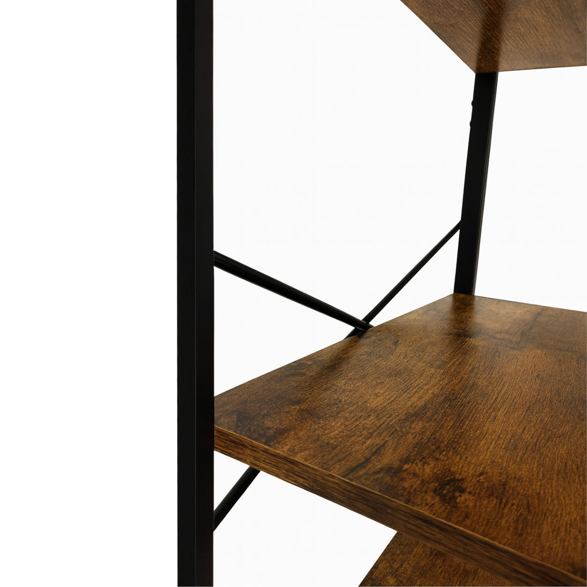 STANDREGAL Holzoptik Metall Dunkelbraun Schwarz 5 Ablagen 172×56×34 cm - Dunkelbraun/Schwarz, Holzwerkstoff/Metall (56/172/34cm) - Begryf