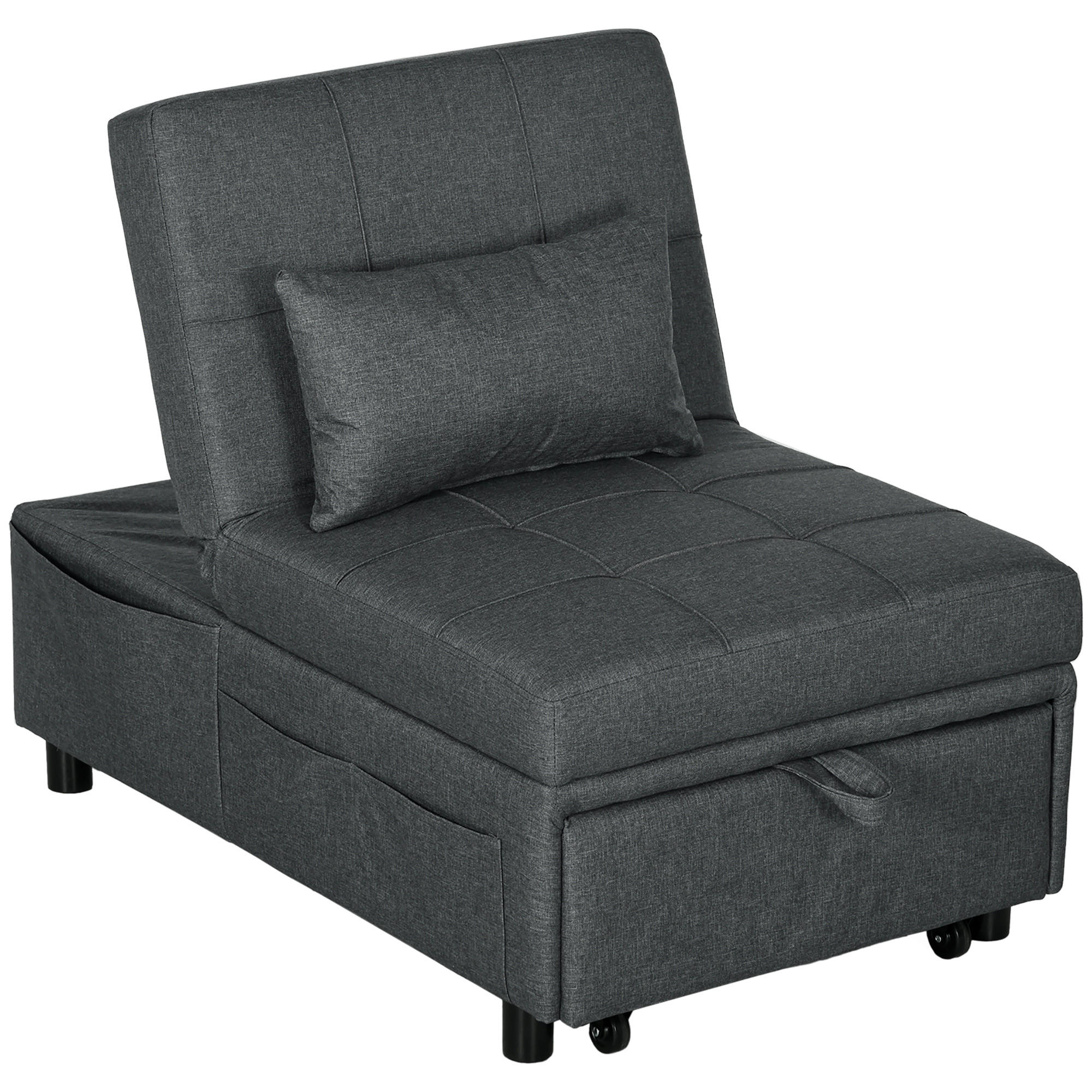 SCHLAFSESSEL, Holz, Polyester, Grau - Grau, Holz (104/81/65.5cm) - HOMCOM