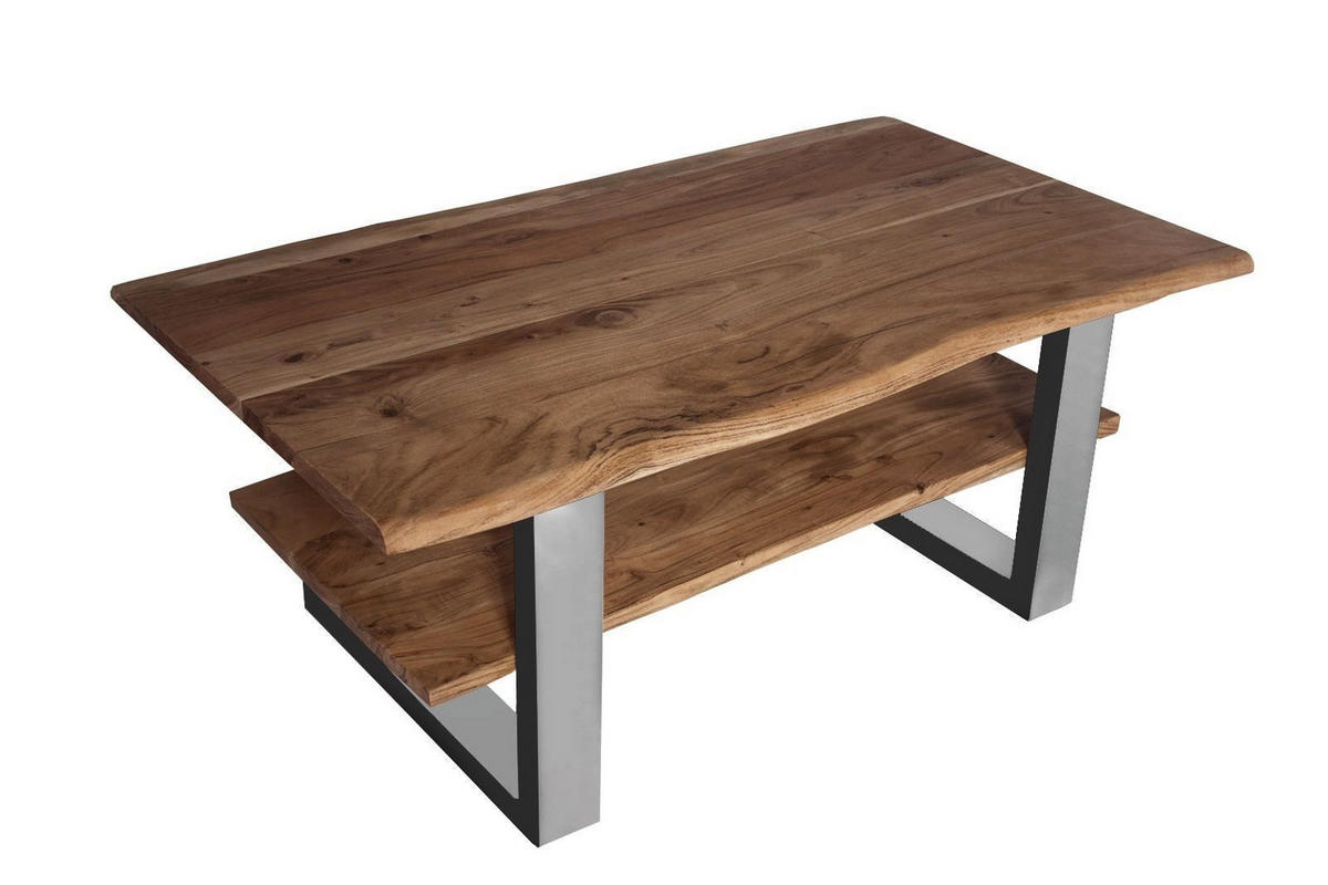 COUCHTISCH PATRICK - Silberfarben/Braun, Holz/Metall (65/115/46cm) - SAM