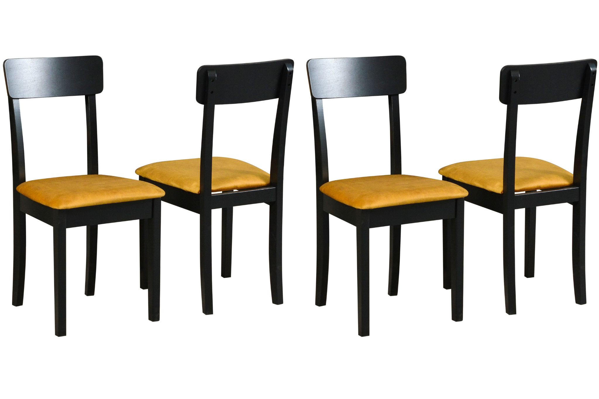 ESSZIMMERSTUHL 4x "HUGO 1", schwarz,zetta 296 - Currygelb/Schwarz, Holz (43/87/40cm) - Leaf Design