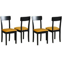 ESSZIMMERSTUHL 4x "HUGO 1", schwarz,zetta 296 - Currygelb/Schwarz, Holz (43/87/40cm) - Leaf Design