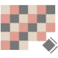 SPIELMATTE ab Null - 270/90/1 cm Puzzlematte mit Rand Terrakotta Grau Beige - Grau, Kunststoff (30/30cm) - Littletom