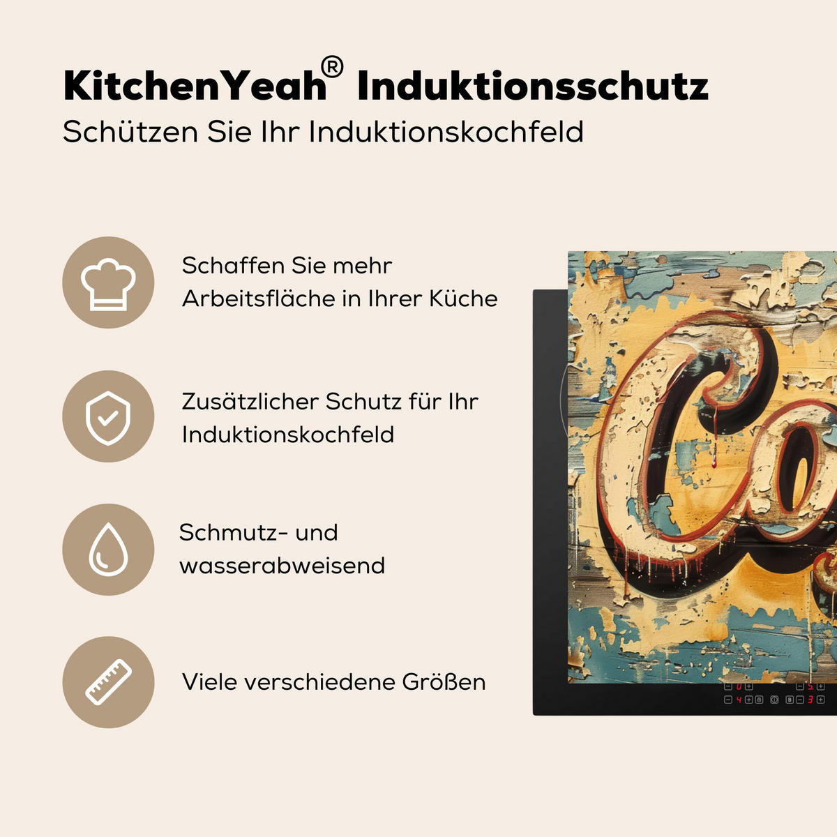 HERDABDECKPLATTE Kaffee - Vintage - Braun - Tasse Ceranfeldabdeckung 85x52 cm - Teakfarben, Kunststoff (85/52/0.2cm) - MuchoWow