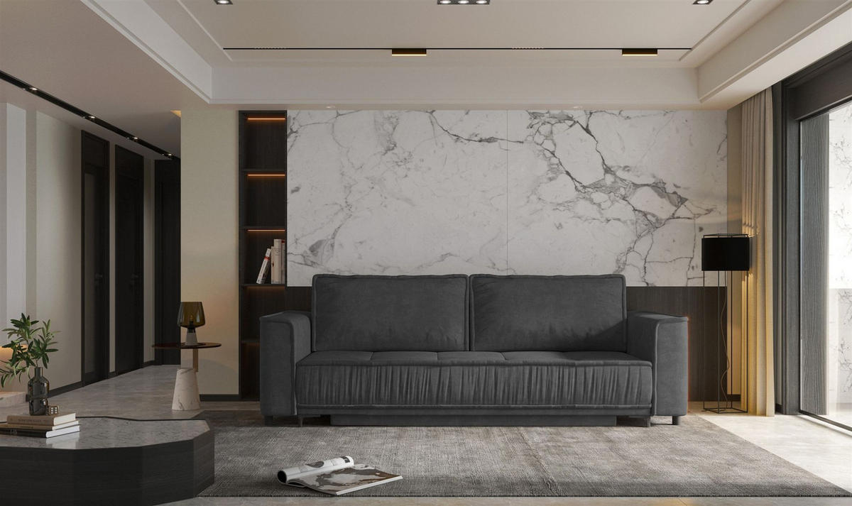 SCHLAFSOFA Juna - Dunkelgrau, Holzwerkstoff/Textil (230/86/85cm) - Fun Möbel