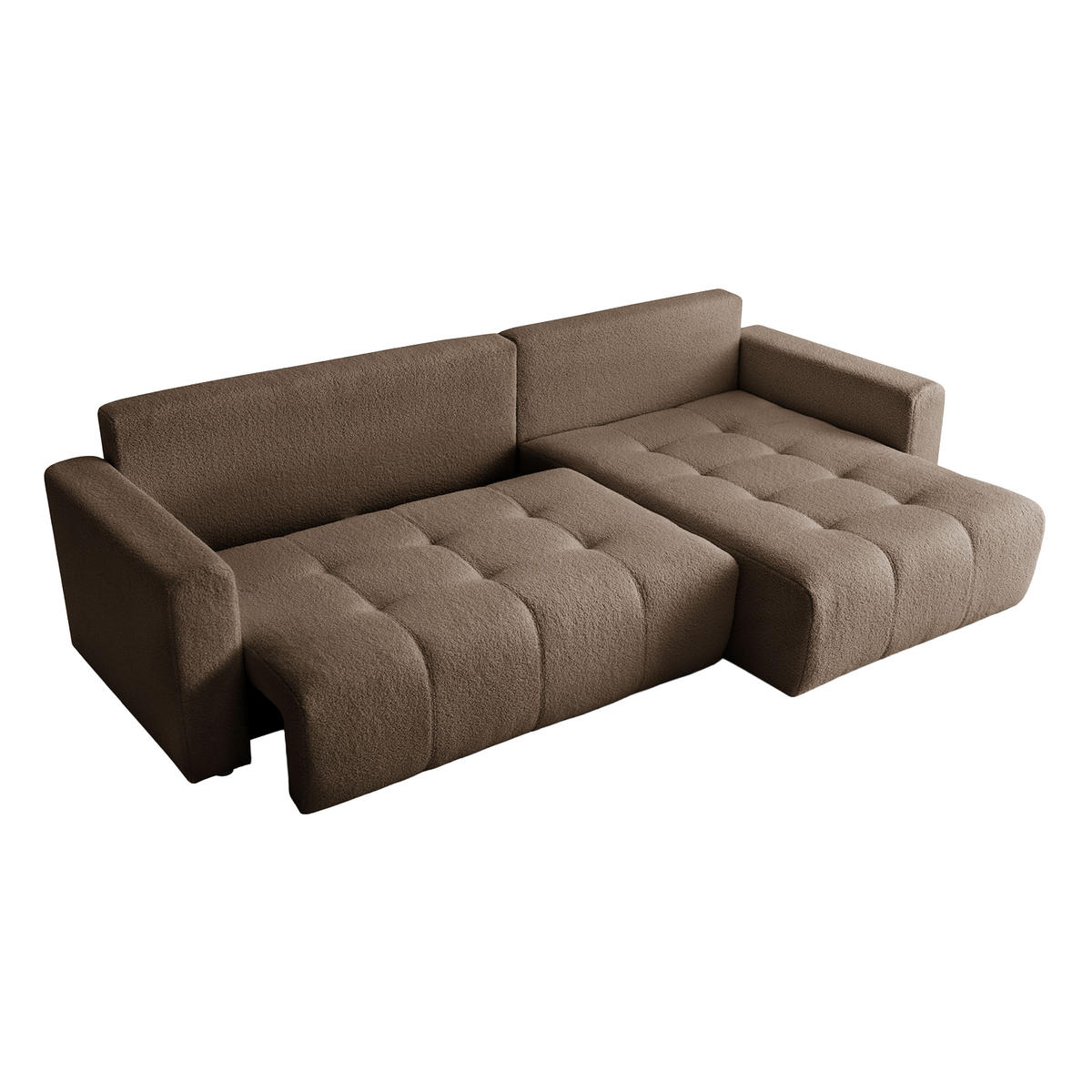 ECKSOFA WALONGO mit Schlaffunktion, Braun - Braun, Textil (261/143cm) - Fedve