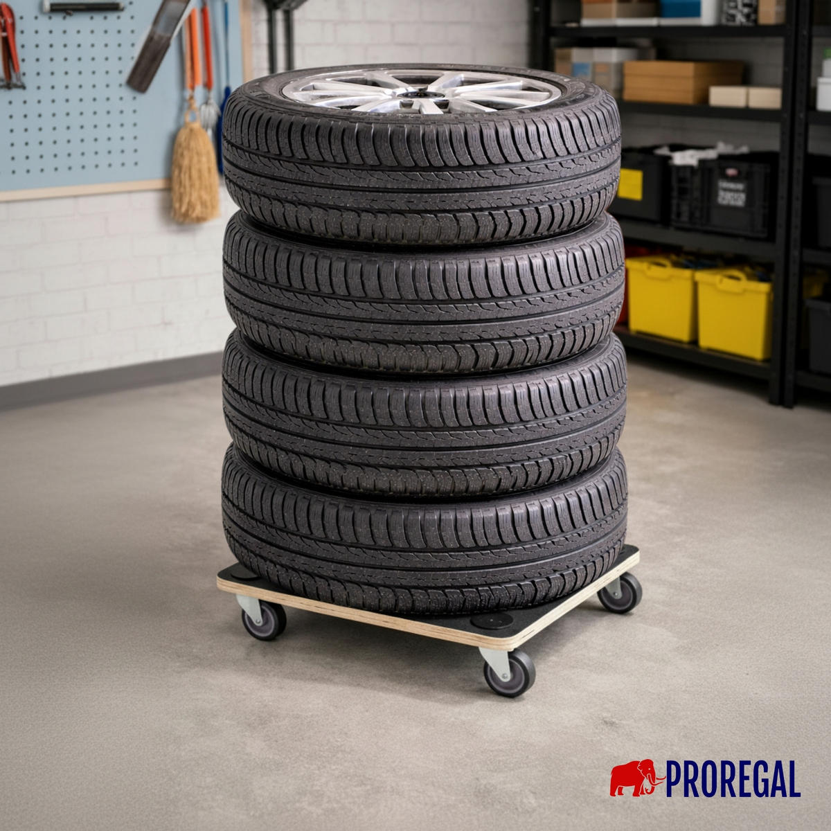 TRANSPORTROLLER Hercules modular 50x50 cm 2 Stück Traglast 200kg Siebdruck Holzplatte Schwarz - Schwarz, Metall (50/50/11.5cm) - PROREGAL