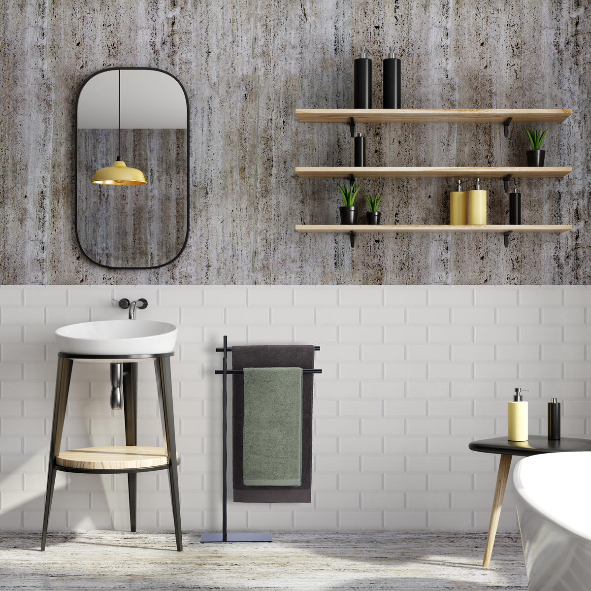 HANDTUCHHALTER - Schwarz, Metall (51/87.5/20cm) - Relaxdays