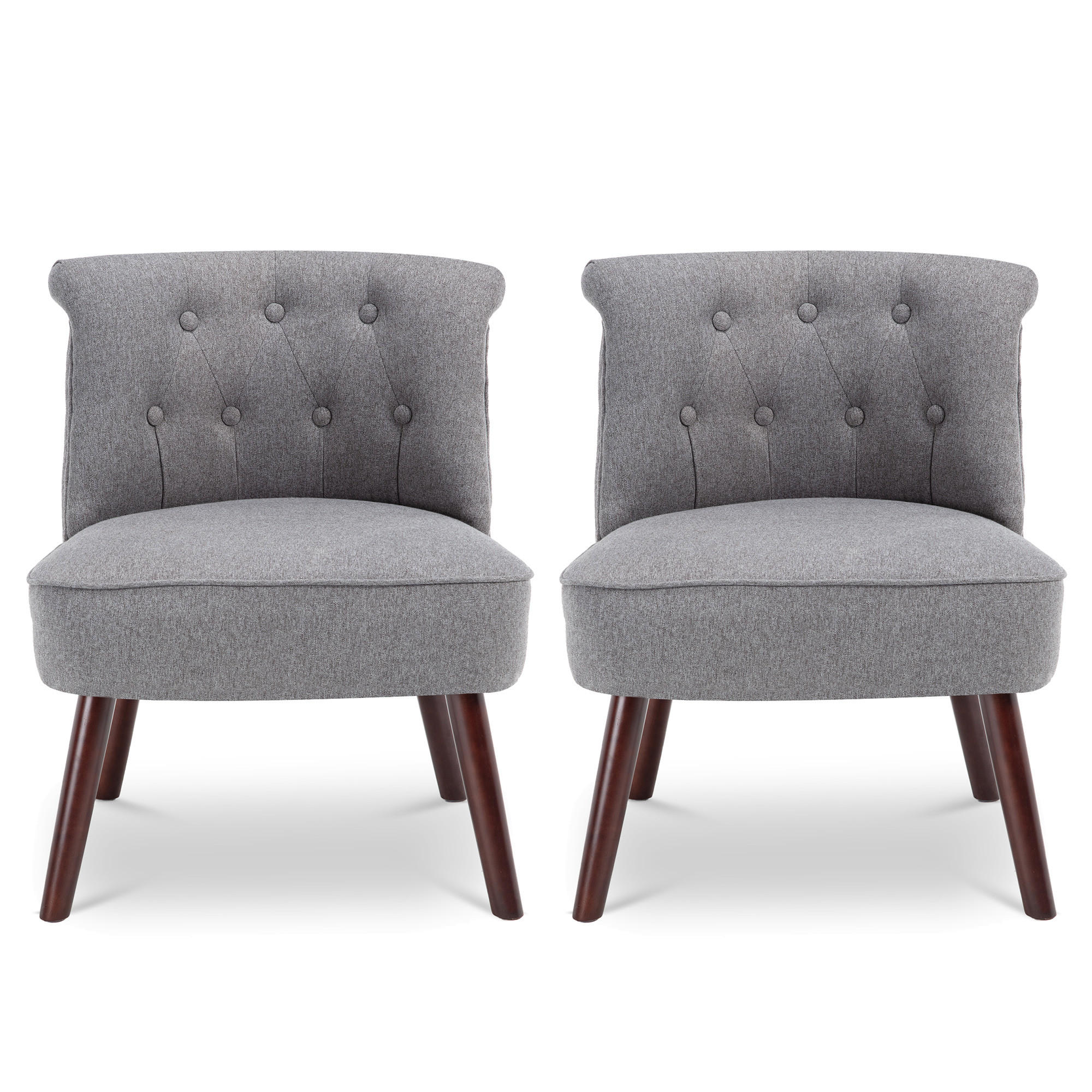 SESSEL 2er-Set Jacques gepolstert mit dunkelgrauem Stoff - Dunkelgrau/Dunkelbraun, Holz/Textil (56.5/73/62cm) - Sicaan