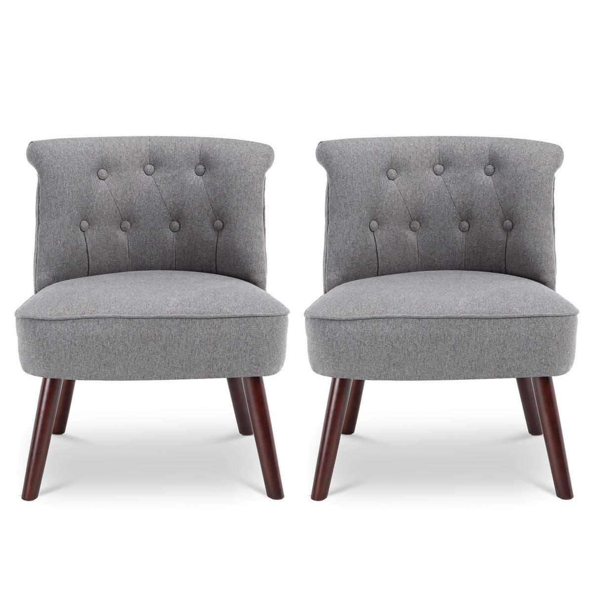SESSEL 2er-Set Jacques gepolstert mit dunkelgrauem Stoff - Dunkelgrau/Dunkelbraun, Holz/Textil (56.5/73/62cm) - Sicaan