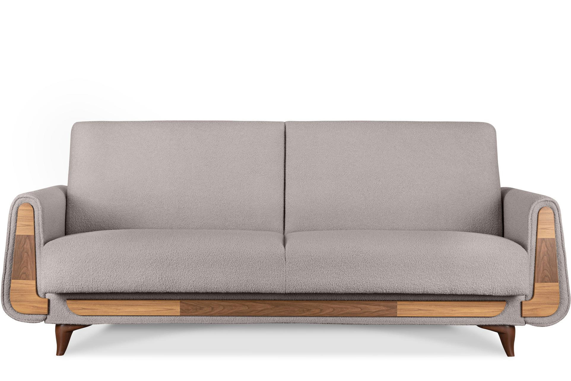 3-SITZER-SCHLAFSOFA GUSTAVO mit Armlehnen, grau - Braun/Grau, Holz/Holzwerkstoff (230/98/98cm) - KONSIMO®