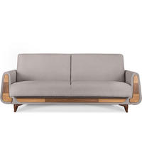 3-SITZER-SCHLAFSOFA GUSTAVO mit Armlehnen, grau - Braun/Grau, Holz/Holzwerkstoff (230/98/98cm) - KONSIMO®