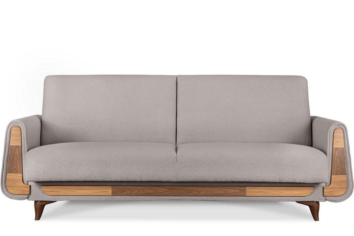 3-SITZER-SCHLAFSOFA GUSTAVO mit Armlehnen, grau - Braun/Grau, Holz/Holzwerkstoff (230/98/98cm) - KONSIMO®