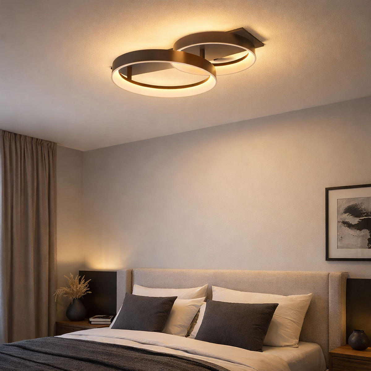 LED DECKENLEUCHTE Metall Braun Opal - Braun, Metall (50/35/12cm) - Globo Lighting