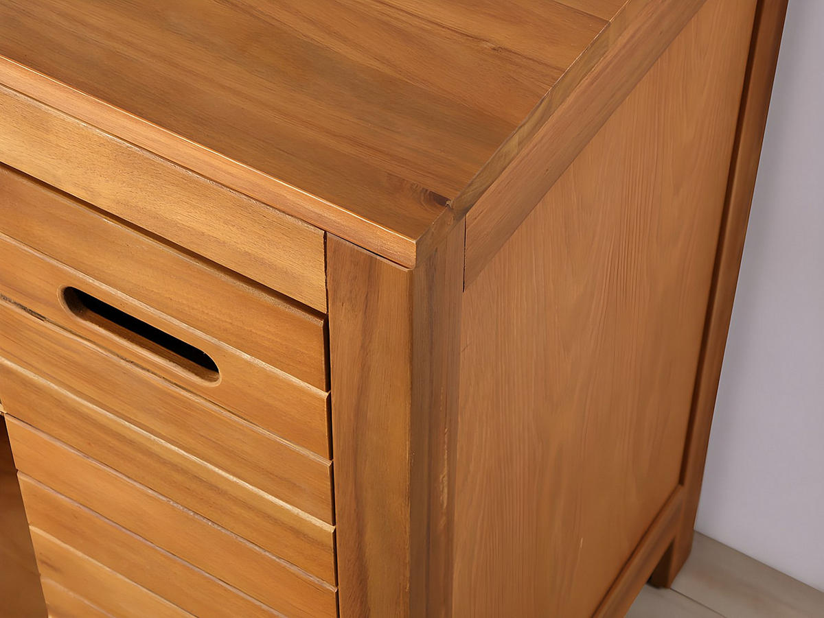 WASCHBECKENUNTERSCHRANK - 90 cm x 50 cm - Holz, Platte - Naturfarben Dunkel - PULUKAN - Naturfarben, Holz (90/83/50cm) - Vente-Unique