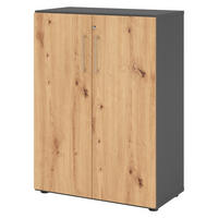 AKTENSCHRANK - 3 Ordnerhöhen 42/80/110 cm in Graphitfarben/Wildeiche - Wildeiche/Graphitfarben, Holzwerkstoff (80/110/42cm) - bümö