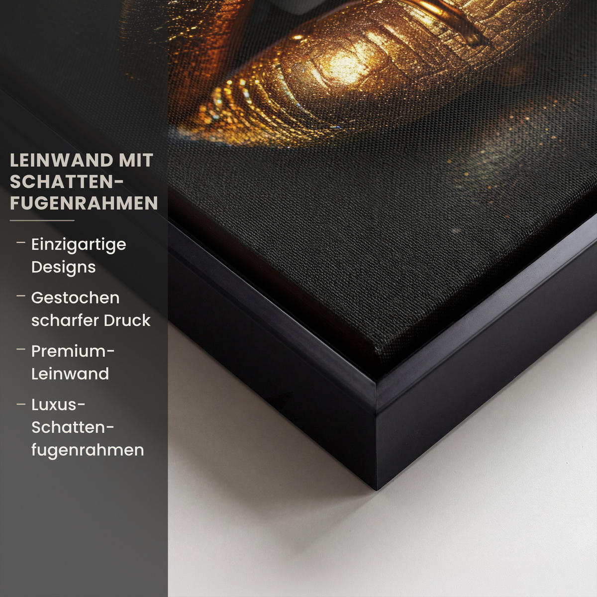 LEINWAND Bilder mit Rahmen - Frau - Porträt - Lippen - Gold - Schwarz - 20x20 - Schwarz, Textil (20/20cm) - MuchoWow
