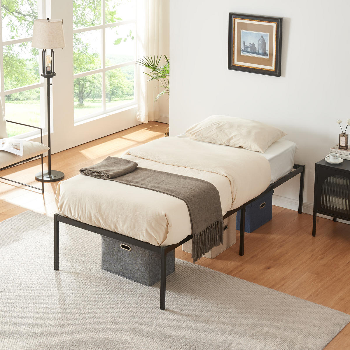 METALLBETT Vårdö - Schwarz, Metall (90/200cm) - [en.casa]