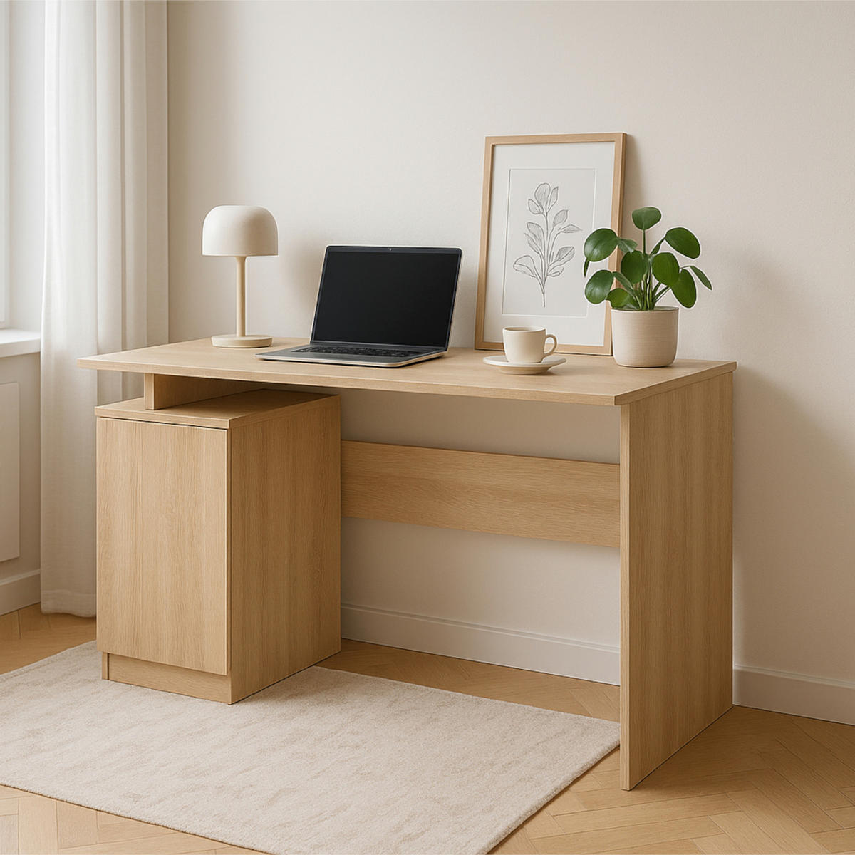 SCHREIBTISCH SOLA BRK1-1D Eiche Sonoma - Silberfarben/Sonoma Eiche, Holzwerkstoff/Kunststoff (59/120/73cm) - Komodee