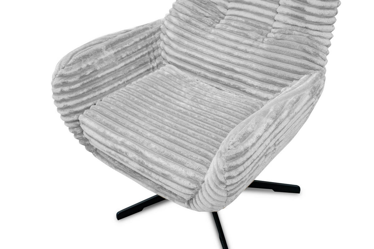 SESSEL MONACO 1-Sitzer, Cordstoff hellgrau - Hellgrau/Schwarz, Holz/Textil (74/116/84cm) - Courtois Laville