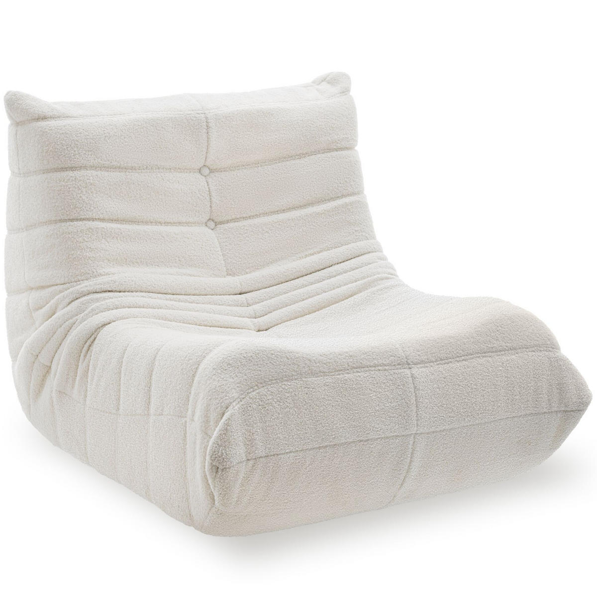 RELAXSESSEL Logo, 95 x 100 x 75 cm, Bouclé creme - Creme, Textil (95/75/100cm) - tectake