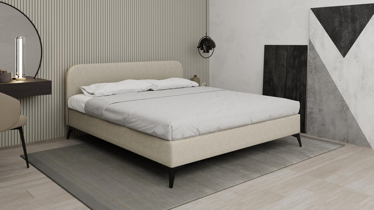POLSTERBETT Mavilo 180 x 200 cm mit Bettkasten und Lattenrost Federkernmatratze Bonel H3 - beige - Beige, Holz (180/206cm) - Panda Möbel