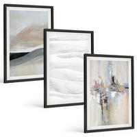 BILDER SET 3er Set - 40x60 cm Schwarzer Rahmen - Abstrakte Erdmuster - Schwarz, Kunststoff (40/60cm) - TULUP