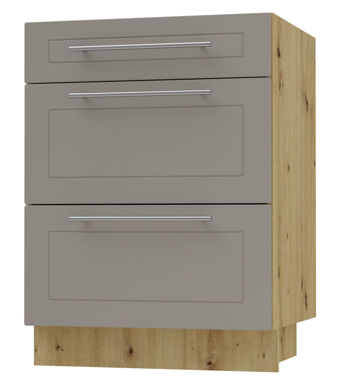 SCHUBLADENUNTERSCHRANK Kvantum D3M/60 60 / 50 / 82cm - Beige/Eiche Artisan, Holz/Holzwerkstoff (60/82/50cm) - Feldmann-Wohnen