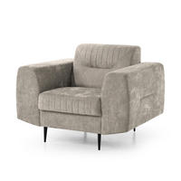 SESSEL Venezia mit Metallbeinen, beige, 112 cm - Beige/Schwarz, Holzwerkstoff/Metall (112/85/94cm) - Beautysofa