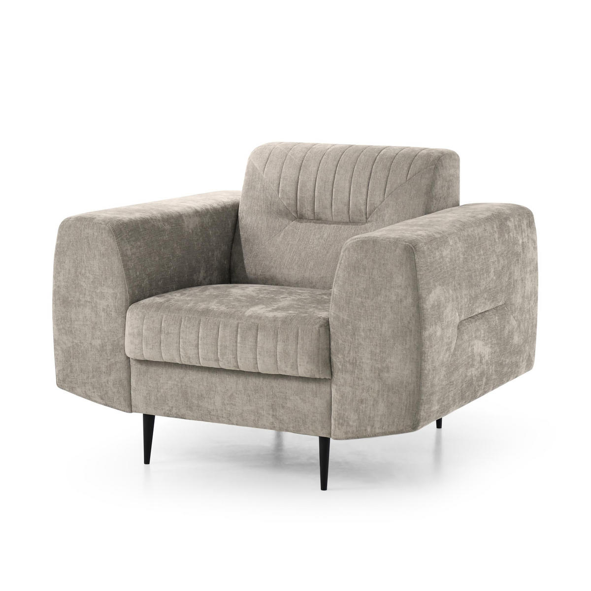 SESSEL Venezia mit Metallbeinen, beige, 112 cm - Beige/Schwarz, Holzwerkstoff/Metall (112/85/94cm) - Beautysofa