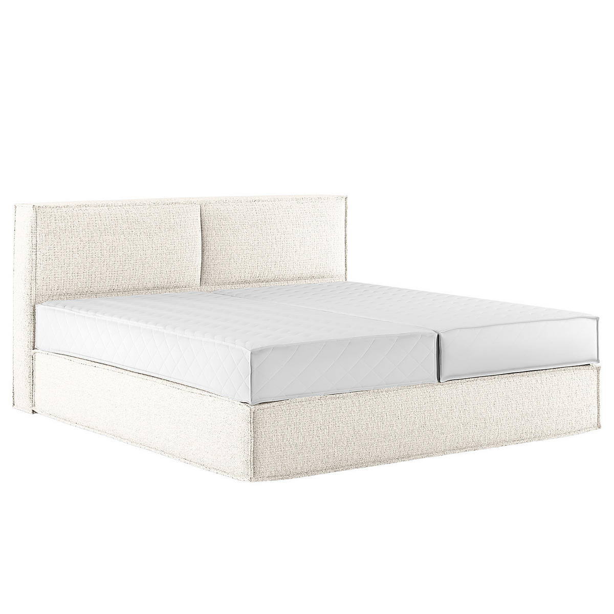BOXSPRINGBETT mit Kopfteil - Premium - Weiß, Textil (200/200cm) - home24