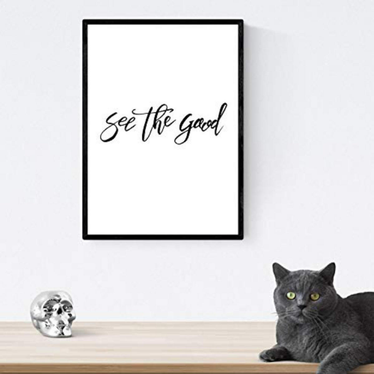 POSTER Set mit 4 Nachrichten glücklich und bunt ‚Twinkle‘ A3 Schwarzer Rahmen - Schwarz, Papier (29.7/3cm) - Nacnic