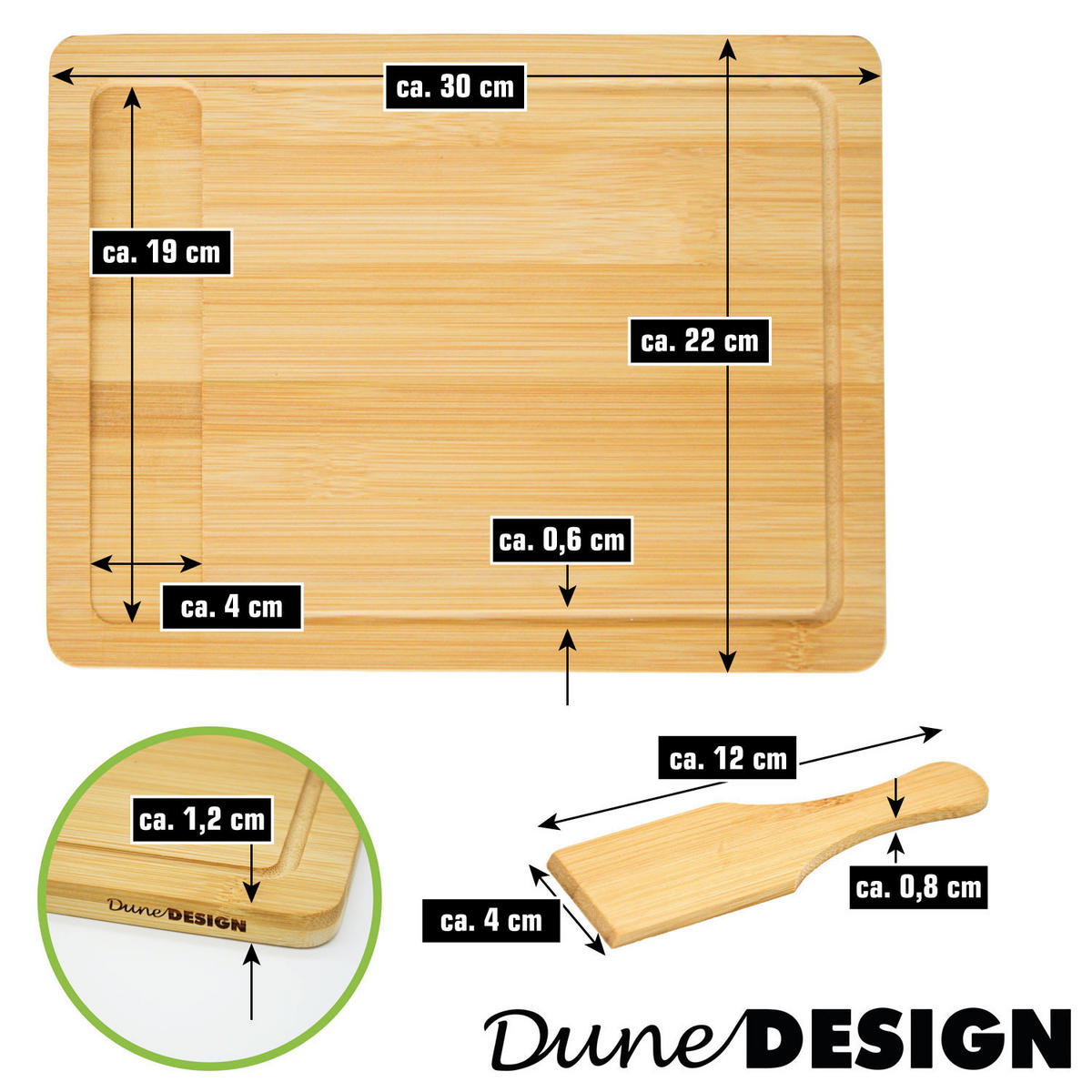 SCHNEIDEBRETT 22/30/1,2 cm, Bambus - Braun, Holz (22/30cm) - Dunedesign