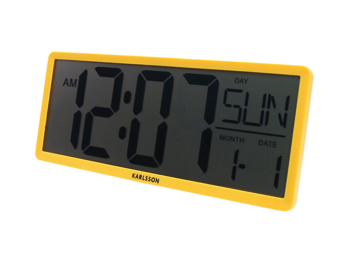WANDUHR Retro LCD 34.8/34.8/14.8 cm - Gelb, Kunststoff (34.8/14.8/34.8cm) - Karlsson