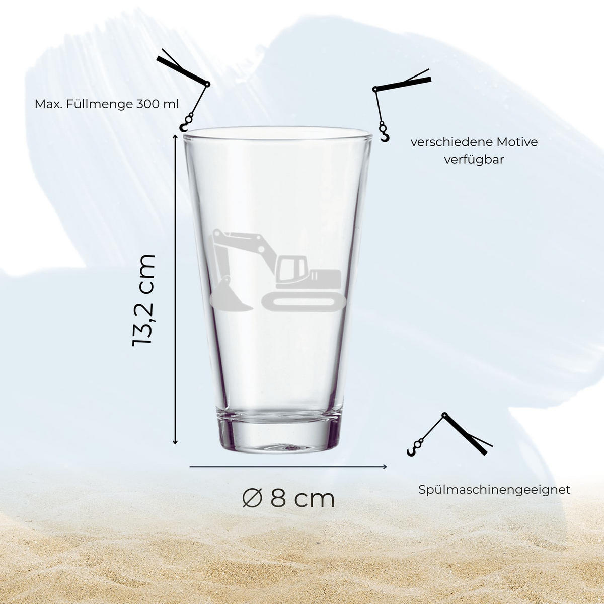 KINDERBECHER Bagger transparent 300 ml - Transparent, Glas (0.3L) - LUXENTU
