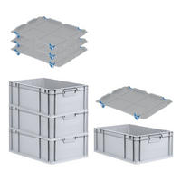 EUROBOX 4x Nextgen Economy Mit Auflagedeckel Grau/Blau Griffe Geschlossen 44 Liter - Blau, Kunststoff (40/22/60cm) - PROREGAL