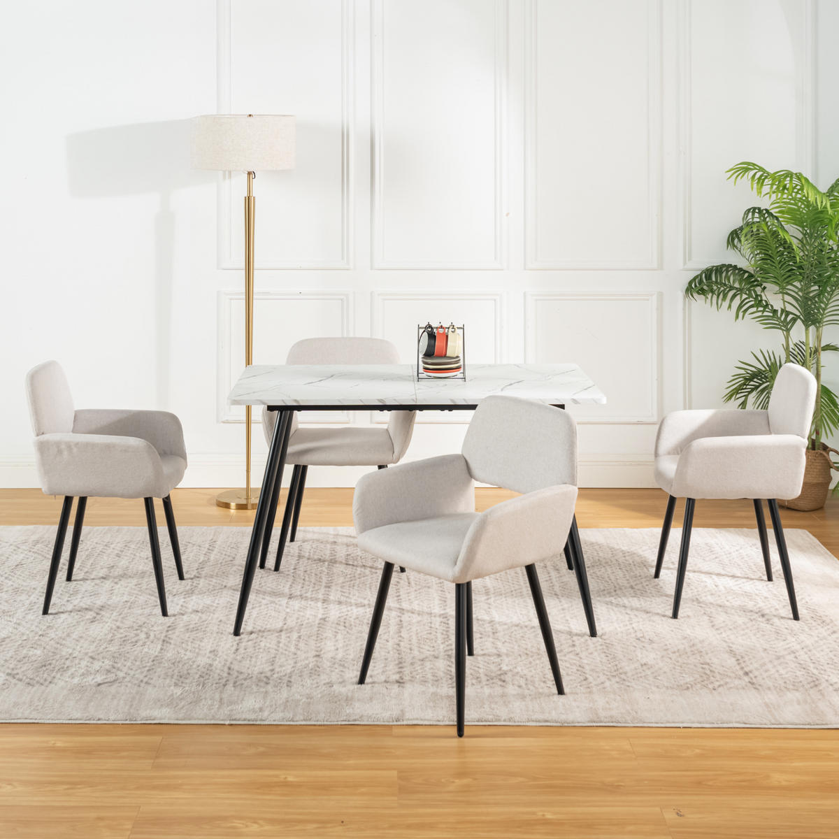 ESSTISCH Weiß 120/80/75 cm - Schwarz/Weiß, Holz/Metall (80/120/75cm) - Urban Meuble