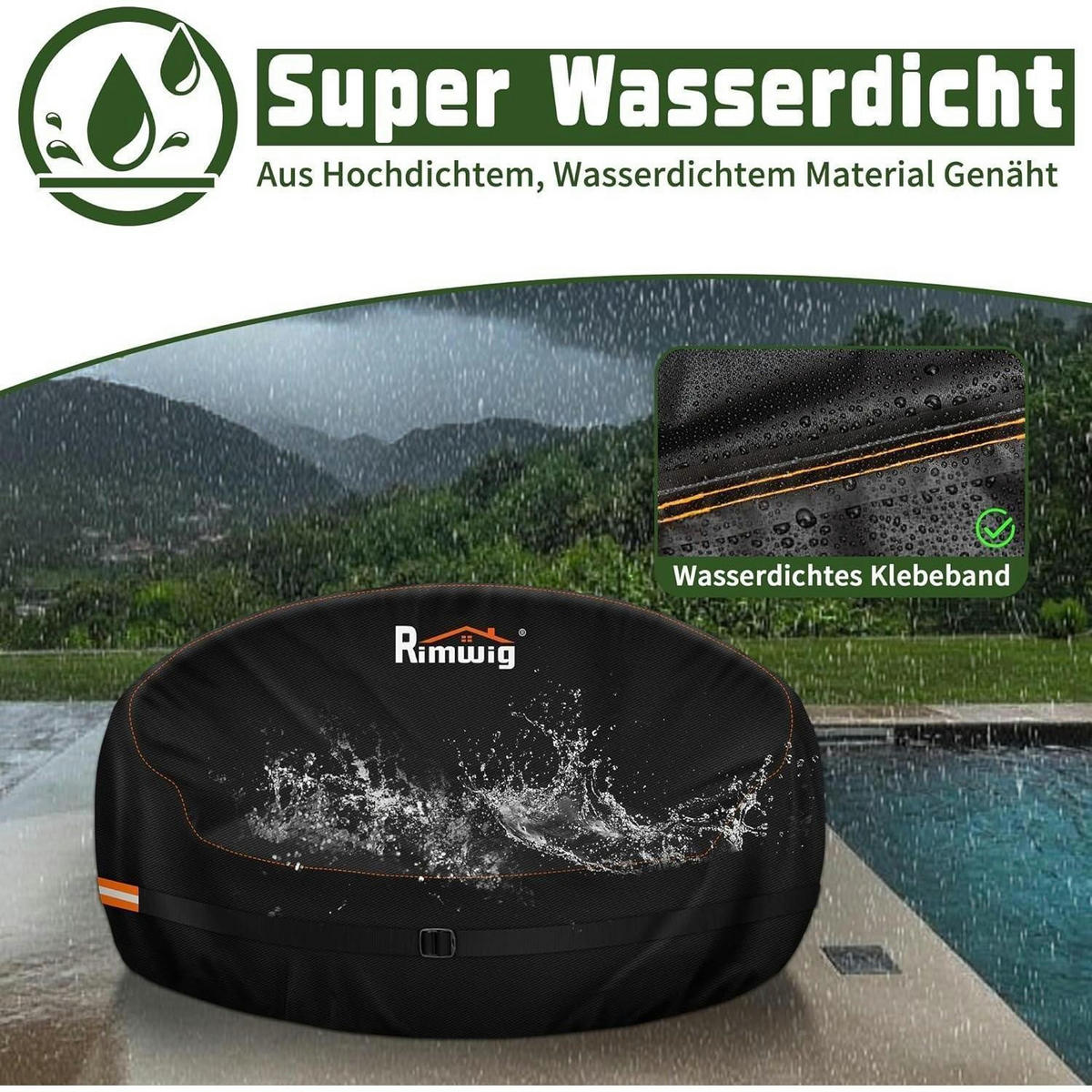 GARTENLIEGE Abdeckung Ø230x90/50cm Wasserdicht Oxford-Stoff - Schwarz, Textil (190/90/50cm)