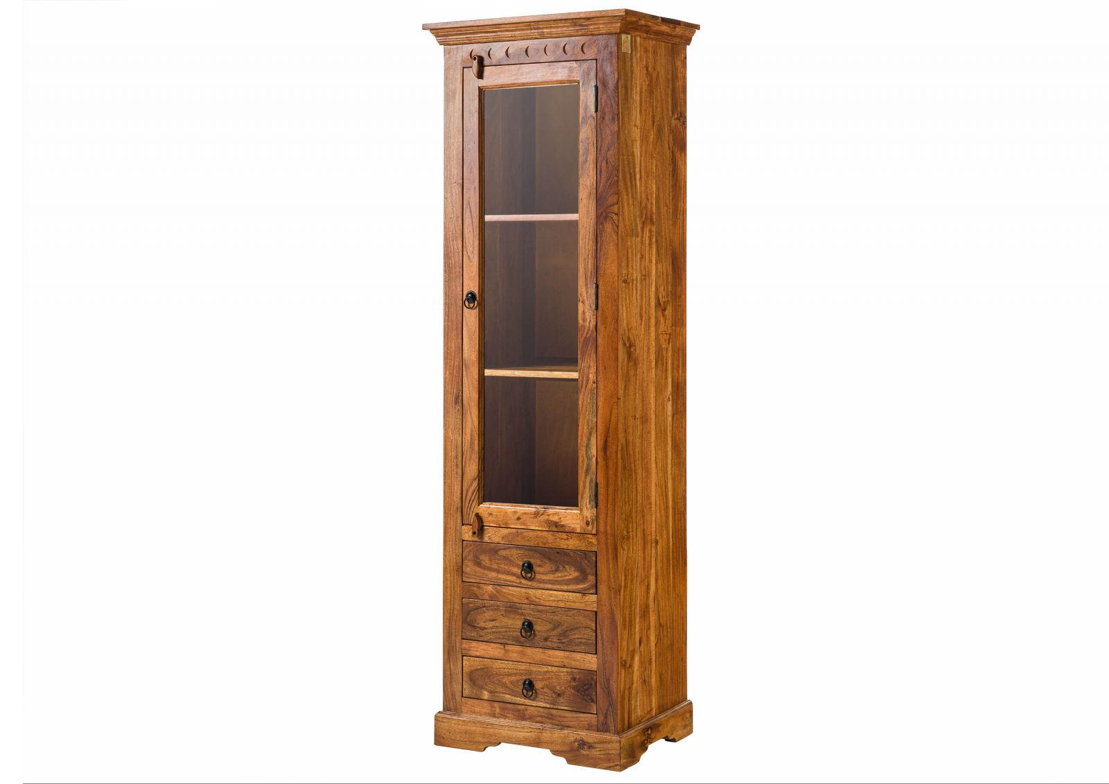 VITRINE Akazie 60x44x190 honig lackiert OXFORD #0528 - Braun, Holz (60/190/44cm) - Massivmoebel24