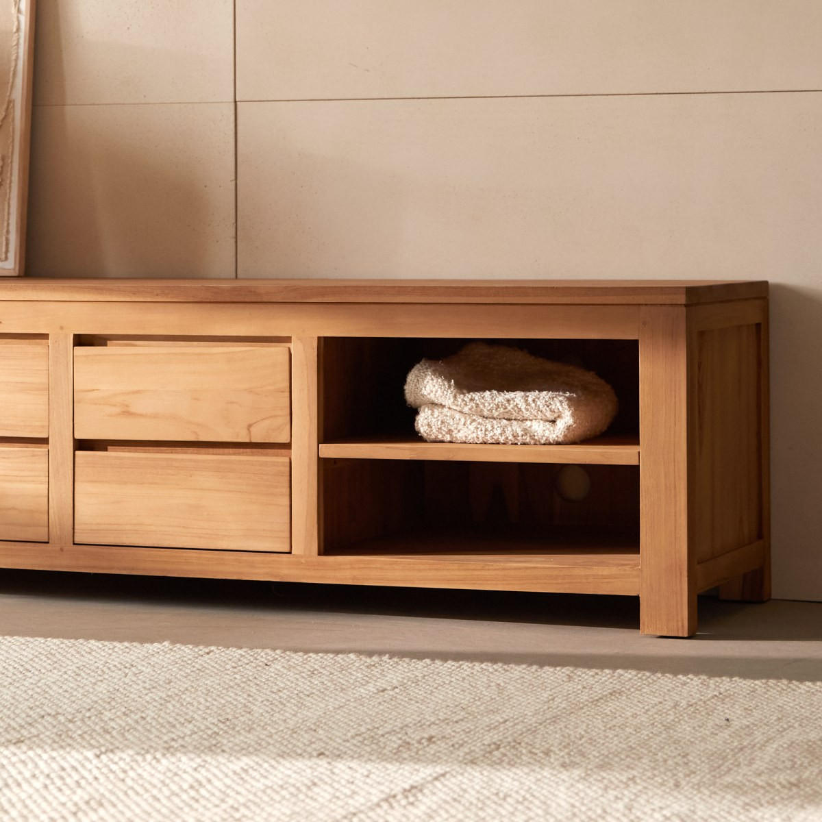 TV-SCHRANK Patio Natur aus Teak - Naturfarben, Holz (200/50/50cm) - Tikamoon