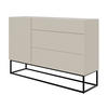 SIDEBOARD Veldio Graubeige mit Schubladen und schwarzen Beinen 140 cm - Greige/Schwarz, Holzwerkstoff/Metall (140/90/38cm) - Selsey