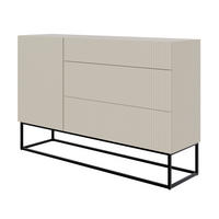 SIDEBOARD Veldio Graubeige mit Schubladen und schwarzen Beinen 140 cm - Greige/Schwarz, Holzwerkstoff/Metall (140/90/38cm) - Selsey