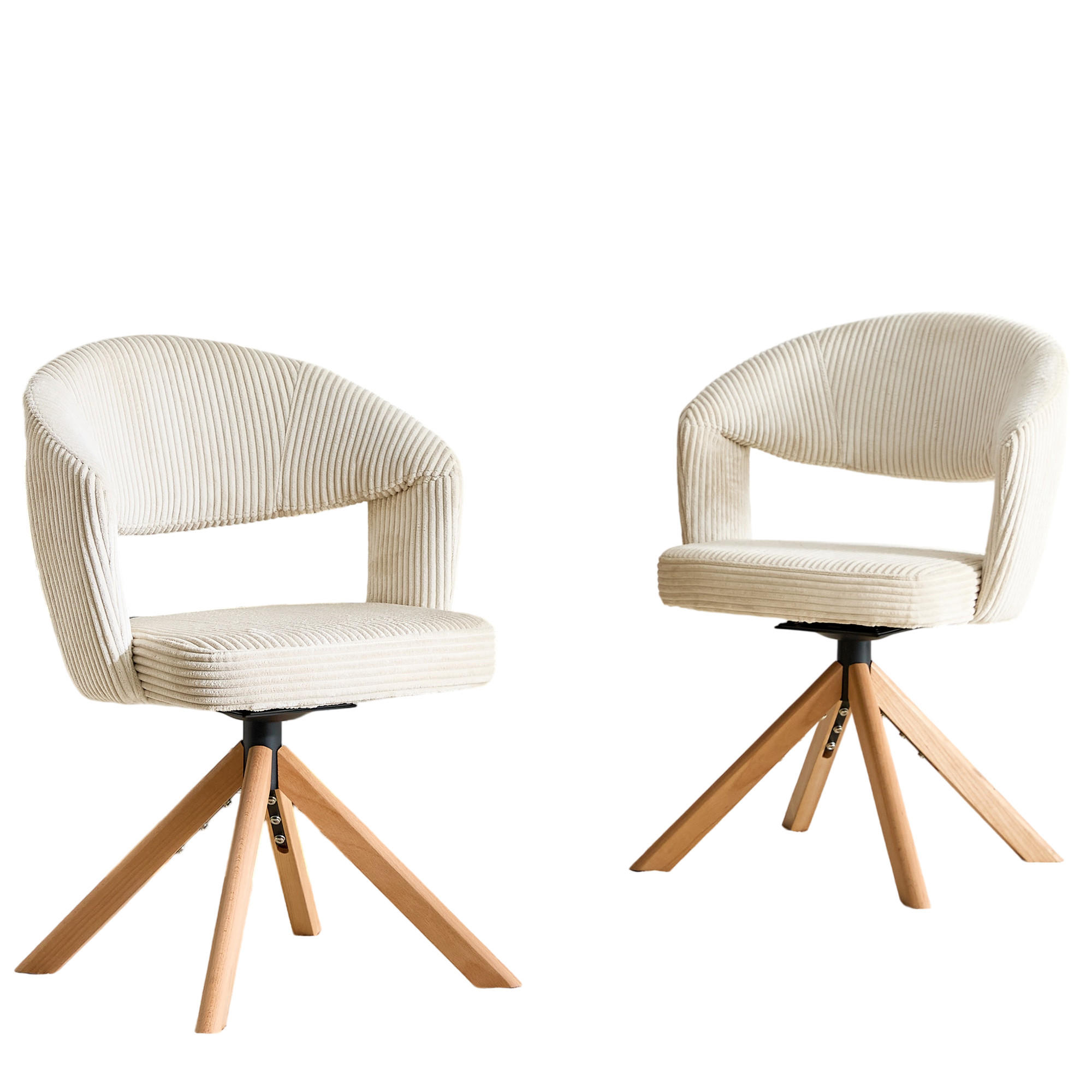 ARMLEHNSTUHL-SET DE-36637 2 Stück mit Massivholzbeinen Naturfarben - Naturfarben, Holz (47.5/81.5/47cm) - ComfortXL