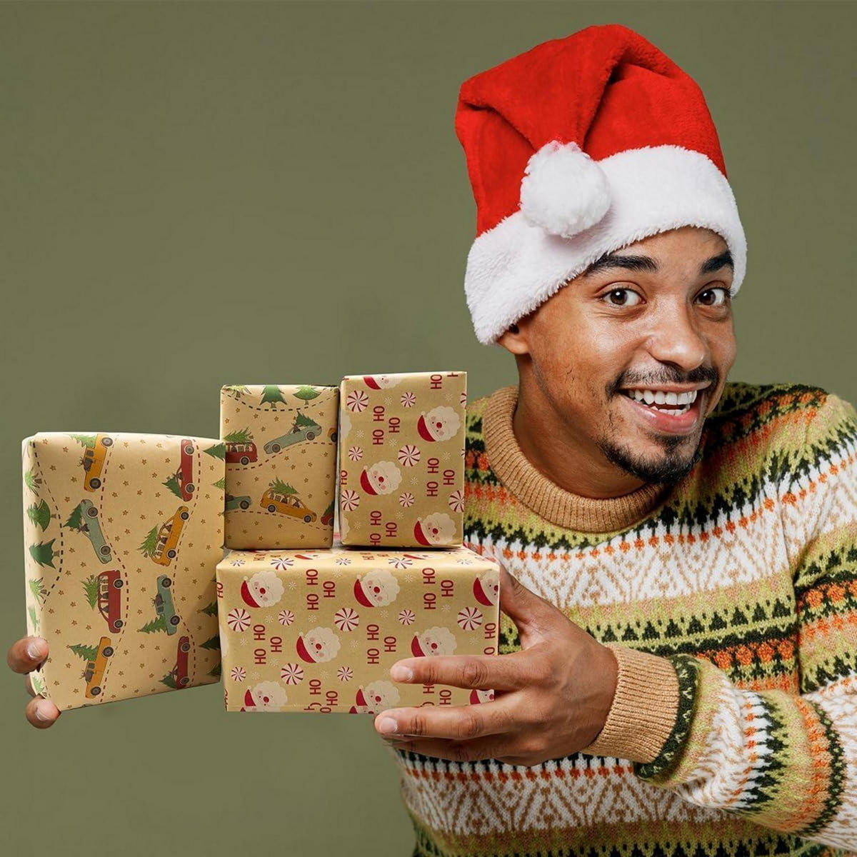 GESCHENKPAPIER Rolle 43 cm x 15 m Weihnachtsbaum Motiv - Braun, Papier (4/4/43cm)