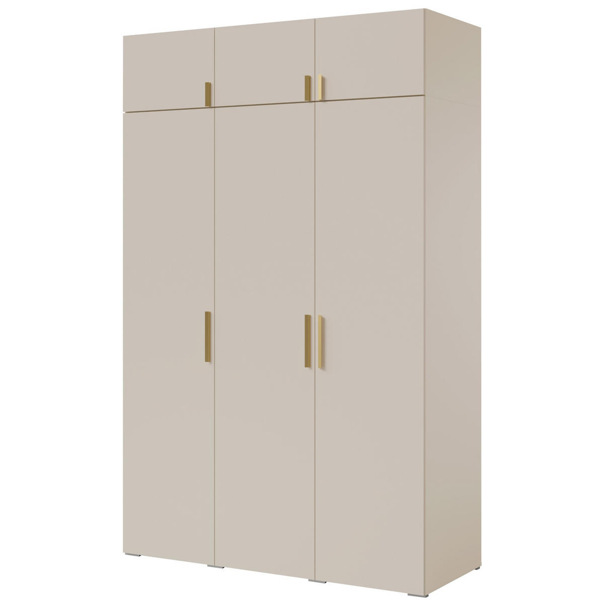 DREHTÜRENSCHRANK mit Aufsatz Napoli 3D 150 Kaschmir (schwarzer oder goldener Griff) - Kaschmir/Silberfarben, Holzwerkstoff/Kunststoff (150/35/60cm) - mzm24