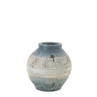 BLUMENTOPF ANTIK AUßEN Blau - Blau, Glas/Naturmaterialien (28/28cm) - J-Line