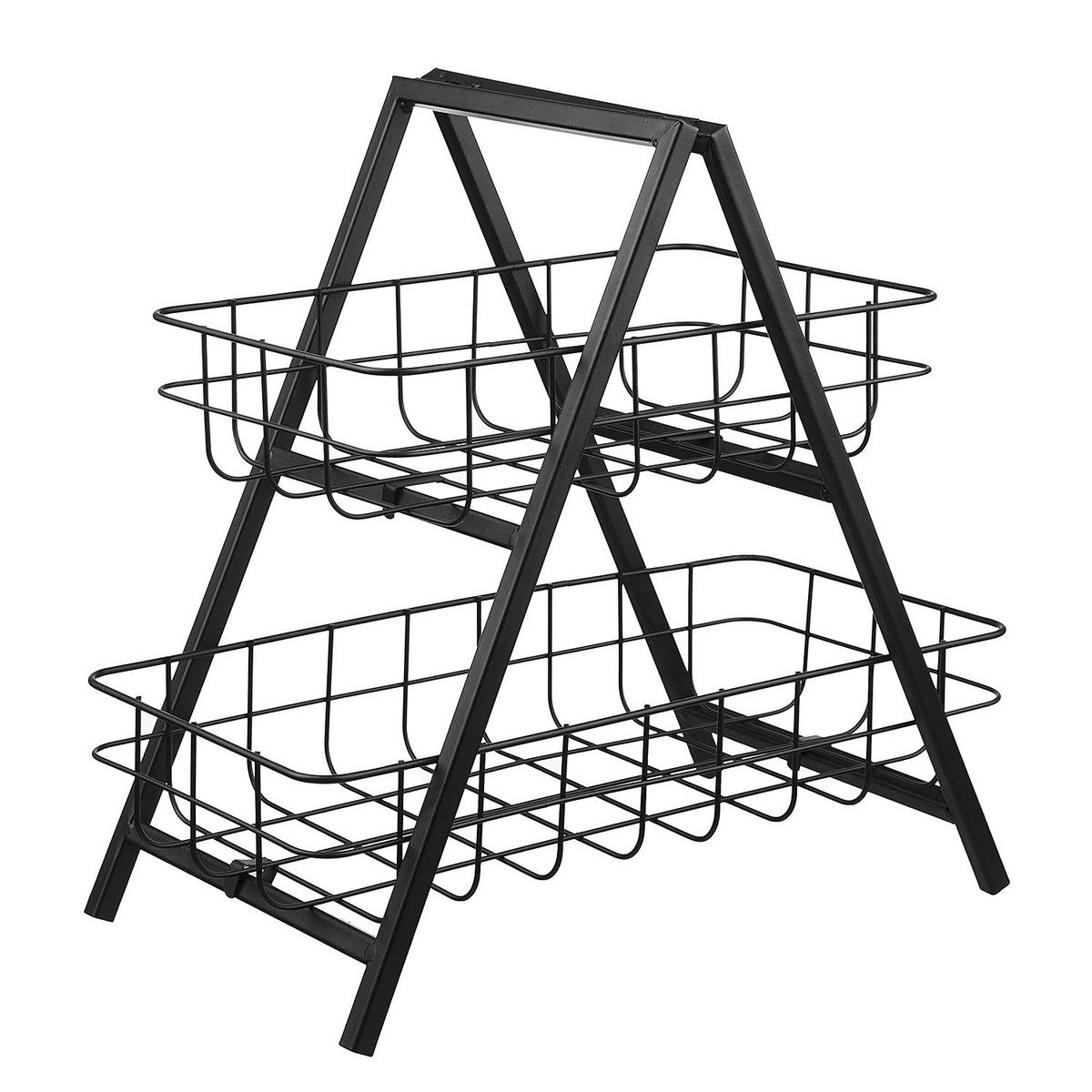 ETAGERE (2er Set) Grid - Schwarz, Metall (20/33cm) - Butlers
