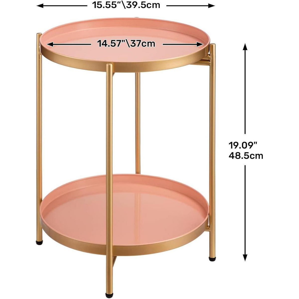 BEISTELLTISCH Metall Gold Rund 2 Ebenen 37 x 48.5 cm - Multicolor, Metall (37/37/50cm)