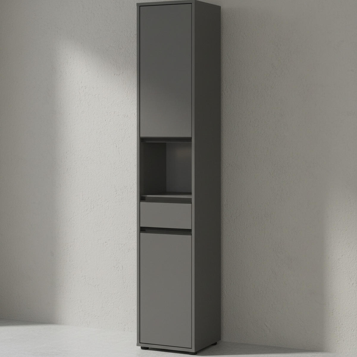 HOCHSCHRANK HAMBURG Soft-Close Modern 33x181x34 cm Graphit - Schwarz, Holzwerkstoff (33/181/34cm) - KADIMA DESIGN