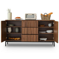 SIDEBOARD mit Schubladen und 2 verstellbaren Regalen, slotted Design, 150/40/80 cm, Dunkelbraun - Dunkelbraun, Holzwerkstoff (150/80/40cm) - Redom